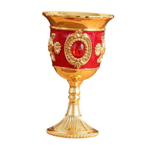 Copa medieval ceremonial para bebidas, decoración premium, vaso para beber grabado. Oro rojo