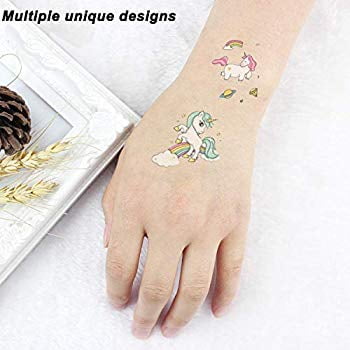 Rainbow Unicorn Party Favors Decorations Set of 28 Unicorn Birthday Party Supplies Unicorn Temporary Tattoos for Girls Reusable Unicorn Drinking Plastic Straws