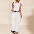 thumbnail image 4 of Penkiiy Women's Summer 2 Piece Outfits Sleeveless Crop Top Capri Wide Leg Pants Jumpsuit Linen Lounge Beach Travel Sets L White, 4 of 8