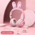 thumbnail image 2 of Auriculares inalámbricos con micrófono, bonitos conejos, niñas, Rgb, Led, estéreo, música, Bluetooth, auriculares para juegos de teléfono para niños, Gamer, 2 of 5
