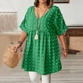thumbnail image 4 of Women's V Neck Short Sleeve Ruffle Loose Summer Flowy Mini Dress, 4 of 6