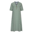 thumbnail image 4 of Wycnly Summer Dresses for Women Plus Size Loose Swing Beach Fashion Long Sundresses with Pocket 2024 Short Sleeve V-Neck Geometric Print Maxi Formal Dress Army Green m, 4 of 6