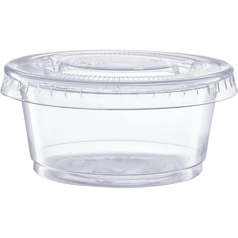 Comfy Package 2 Oz Sample Cups Small Plastic Containers with Lids, 50-Pack