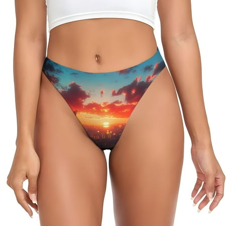 Sigee Cat Watching City Sunset for Women s G-String Sexy  Low Rise  Soft Lace Perfect for Special Occasions-Medium