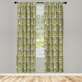 thumbnail image 2 of Ambesonne Floral Curtains, Leaves Flowers Retro Art, Pair of 28"x84", Yellow Purpleblue Grey, 2 of 4