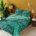 thumbnail image 4 of Ambesonne Tree Fitted & Top Sheet Set with Shams, Stars Bare Branches, Sea Green Dark Teal, 4 of 8