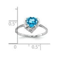 thumbnail image 3 of Solid 14k White Gold 6mm Heart Blue Topaz Diamond Engagement Ring Size 7 (.03 cttw.), 3 of 6