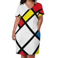 thumbnail image 3 of Mondrian minimalista De Stijl arte moderno diseño abstracto vestido suelto con bolsillos vestidos De fiesta vestido De hadas, 3 of 7