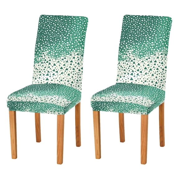 Yayeee 2 Pack Dining Chair Covers Stretch Parson Chairs Slipcovers Seat Protector, Green and White Pattern