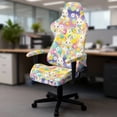 thumbnail image 5 of Whosucclay Bunny Rabbit Egg Daisy Print Gaming Chair Cover with Armrest Covers 4 Pieces Stretch Racing Computer Chair Slipcover Set Washable Rotating Desk Chairs Protector Cover Easter Decor, 5 of 8