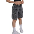 thumbnail image 2 of YunPes Girls Jean Shorts Multiple Pockets Cargo Knee Length Straight Leg Denim Jorts Summer Teen Bermuda Jeans Size 7-12Y, 2 of 8