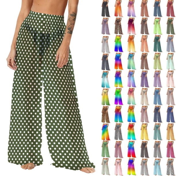 Pincandy Women See Through Sheer Mesh Pants Beach Swimsuit Bikini Bottom Cover up Party Club Elastic High Waist Wide Leg Pants