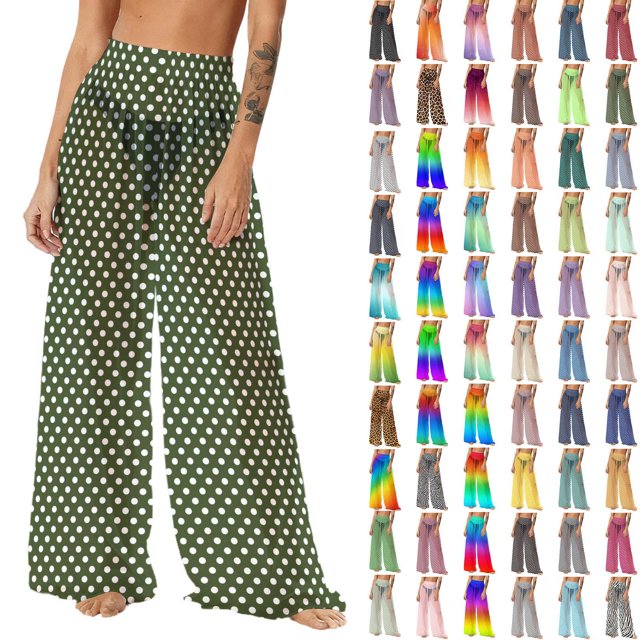 Pincandy Women See Through Sheer Mesh Pants Beach Swimsuit Bikini Bottom Cover up Party Club Elastic High Waist Wide Leg Pants