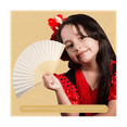 thumbnail image 4 of 50Pcs Paper Hand Fan Bamboo Handheld Folded Fan Decorative Paper Fan Wedding Party Favors (Cream), 4 of 5