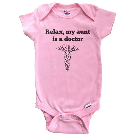

Relax My Aunt Is A Doctor Funny Niece Nephew Baby Bodysuit (Pink)