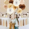 thumbnail image 6 of NestE Boho Baby-Shower White-Brown Champagne Fall Party-Decorations - 33pcs Banner,Streamers Tassel Garland,Tissue Pom Poms Honeycomb,Paper Lantern Fan,Autumn,Bridal,Christmas,Birthday,Wedding Decor, 6 of 14