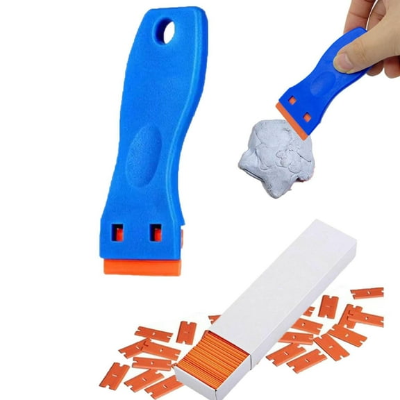 Cleaning Supplies,Multifunctional Glue Removal Shovel Plastic Scraper Tool Plastic Scraper Sticker Remover Tool Car Sticker Remover Scraper For Cleaning (1 Pcs*Shovels 10 Pcs*Blad