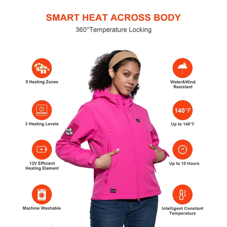 DEWBU® Women's Heated Vest Detachable Hood With 12V Battery Pack - Black