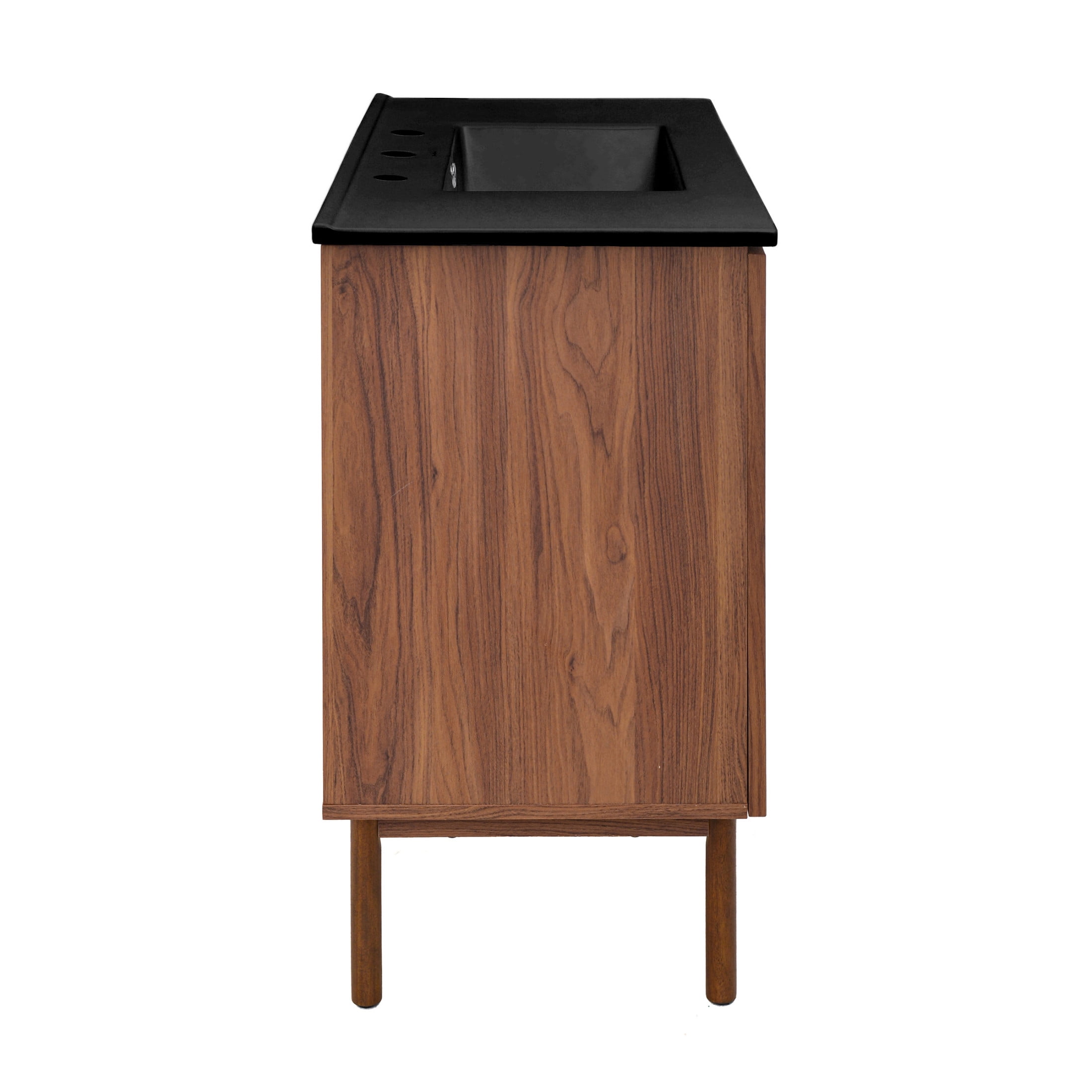 Classe 36" Freestanding Bathroom Vanity in Brown Oak with Black 3-Hole Widespread Sink Top