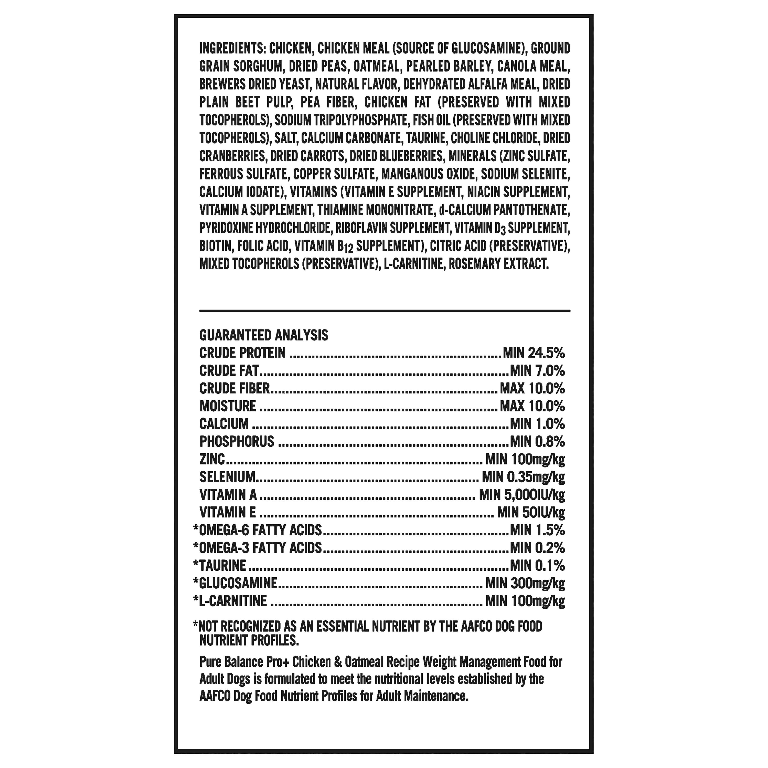 Pure Balance Pro Weight Management Dry Dog Food Chicken & Oatmeal