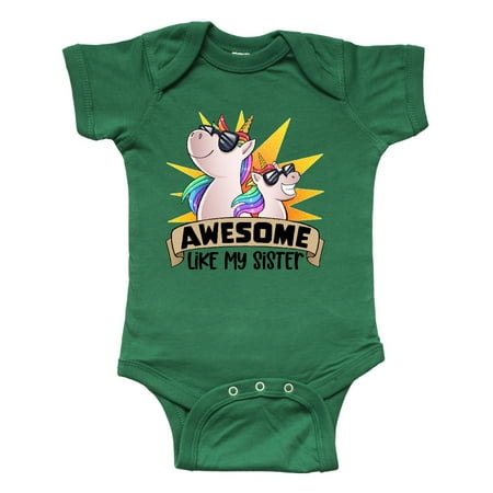 

Inktastic Awesome Like My Sister Cute Unicorn Family in Sunglasses Gift Baby Boy or Baby Girl Bodysuit
