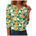 thumbnail image 6 of UngA St. Patrick's Day Shirts for Women Plus Size Funny V Neck 3/4 Sleeve Tops Shamrock Graphic Tshirt Irish Shirts Outfit,Size XXL, 6 of 9