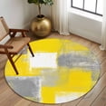 thumbnail image 3 of Round Area Rug 5ft,Yellow Watercolor Oil Painting Art Washable Carpet Non-Slip Runner Accent Rugs Indoor Floor Mat for Bedroom Living Room Decor,Gray Color Block, 3 of 9