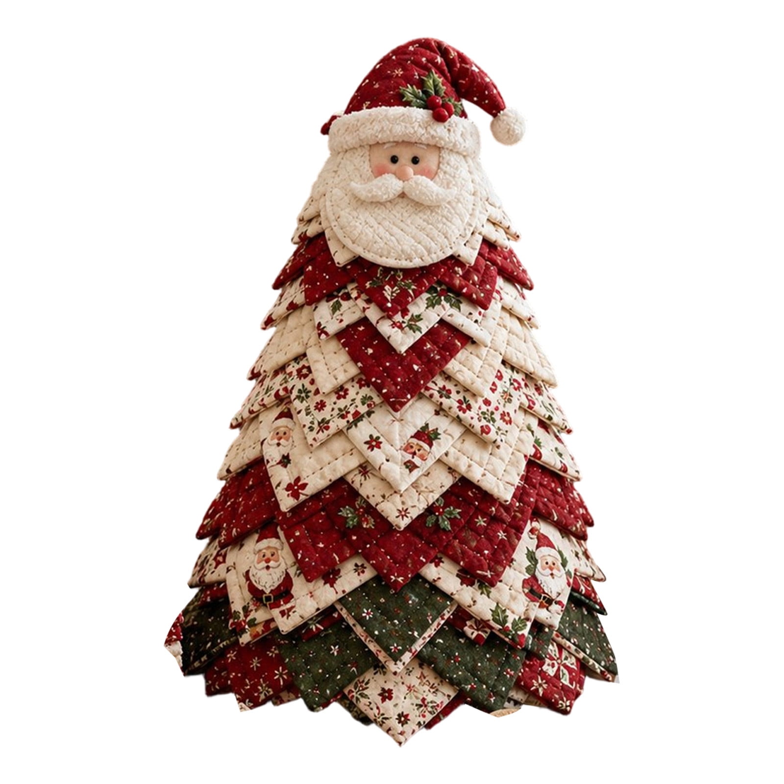 Americana Christmas Tree Quilt Kit 3D Fabric Diy Quilted Christmas Tree Kit (Santa Claus) | Diy Christmas Tree Kit 3D Fabric Patchwork 3D Padded Patchwork Sewing Set For Beginners Christmas Gift