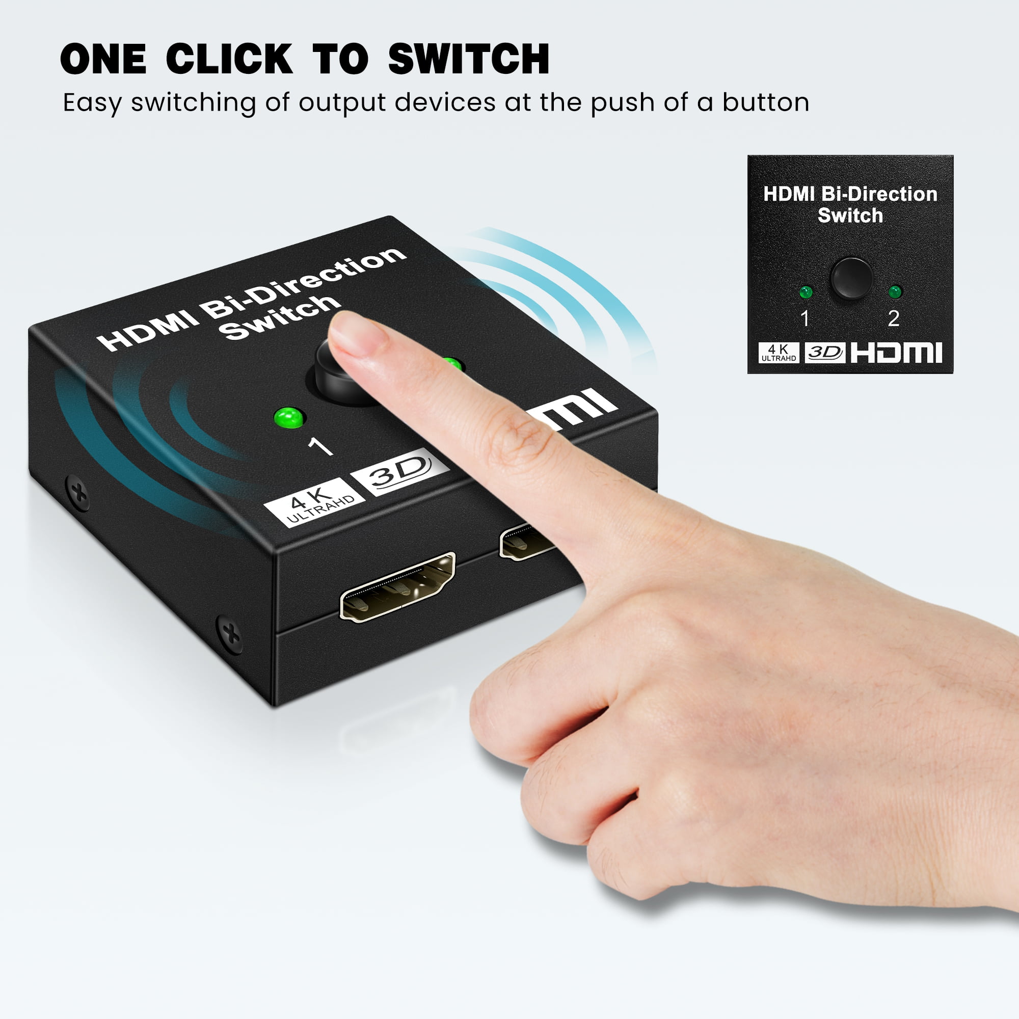 Ototon® Switch HDMI 4K Commutateur HDMI Bi-directionnel 2 Entrées