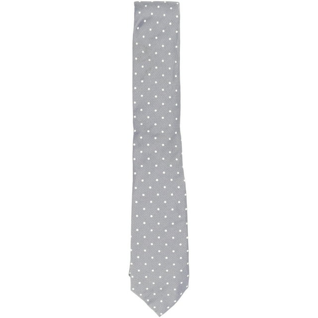 Altea Milano Men's Blue Grey / White Raised Polka Dot Silk Necktie - One Size