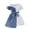 Blue, variant on Girls Denim Dress With Short Sleeves Layered Two Piece Featuring Asymmetrical Hem Adjustable Waist Sash Clothes