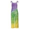 thumbnail image 4 of QATAINLAV Mardi Gras Outfit for Women Cotton Linen Sleeveless Adjustable Strap Jumpsuits Holiday Loose Wide Leg One Piece Pants with Pockets Multicolor XL, 4 of 6