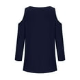 thumbnail image 5 of LEBONYARD Womens Tops Long Sleeve Clearance Fall Clothes,Fall Round Neck Tops for Women Deals,Women Solid 3/4 Sleeve V-Neck Pullover Strapless Tops Shirts Blouse Navy S, 5 of 6