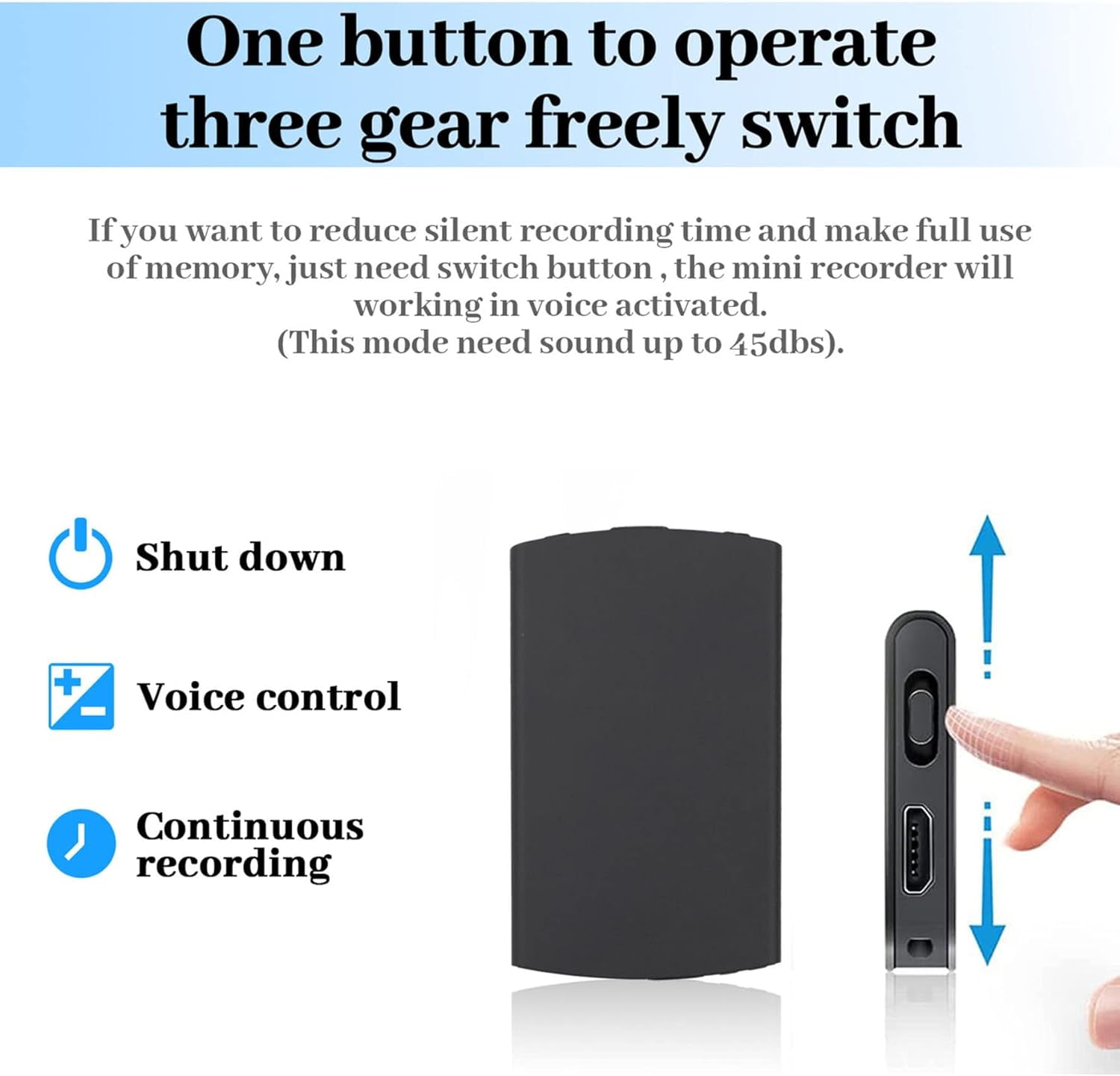 64GB Digital Voice Recorder,Thinnest Voice Activated Recorder with 1536Hours Recording Storage,48 Hours Long-Lasting Battery for Lecture Interview