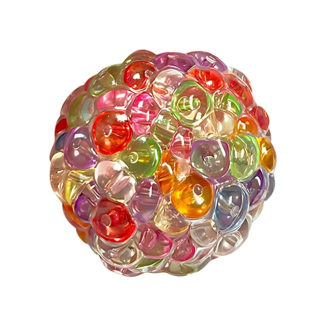 A Pop It Beads Stress Ball Squishy Toys For Kids Adults Sensory Fidget Toys Anxiety Relief Ball With Colorful Beads Inside Slow Rising Squishy Ball For Stress Relief 5.29Oz