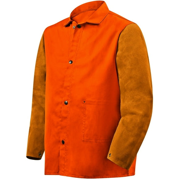 Steiner 1250-X 30-Inch Jacket, Weldlite Plus Orange Flame Retardant Cotton, Brown Cowhide Sleeves, Extra Large