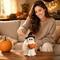 thumbnail image 7 of Halloween Decorations Outdoor Safe Ghost Figurine with Pumpkin Candy Bowl 9.8 Inch Waterproof Resin Ghost Statue Trick-or-Treat Candy Holder Decor for Front Porch Yard Indoor Holiday Gift, 7 of 7