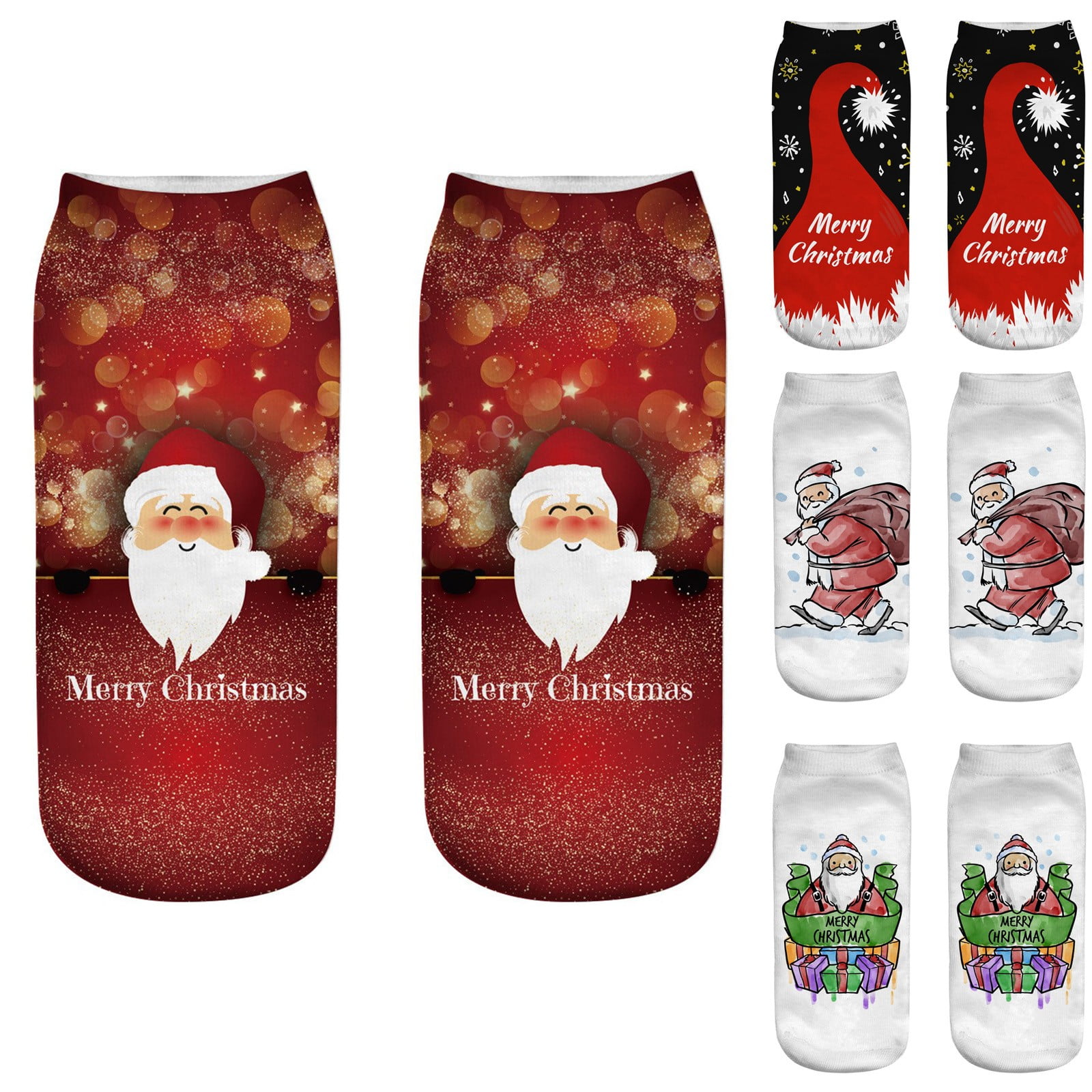Women Merry Christmas Socks Casual Printing Cute Fashion Socks 4Pair Sports Socks Sock Multicolor
