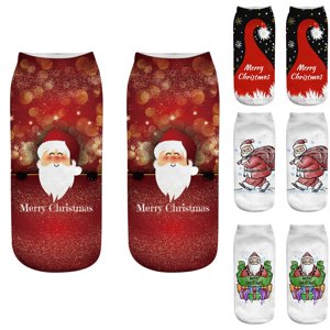 Femmes Merry Chaussettes de Noël Impression occasionnelle Chausse de mode mignonne 4Pair Chaussettes de sport Chausse multicolore
