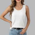 thumbnail image 2 of Knit Tank Top Sleeveless Low Round Neck Flowy Casual Tunic Blouse with Waist Tie Athletic Top Women Loose, 2 of 4