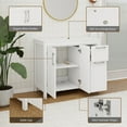 thumbnail image 5 of ELECWISH 36 Inches Bathroom Vanity in White Finish with Round Glass Vessel Sink, Single Bathroom Vanity with Top, 2-Door Cabinet and 2 Drawers, 5 of 16
