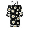 thumbnail image 5 of USSUMA Womens Dresses Vacation Women Cold Shoulder Shirt Dress Mesh Pannel Short Sleeve Halter Neck Dresses Floral Print Summer Short Mini Shift Dress, 5 of 5