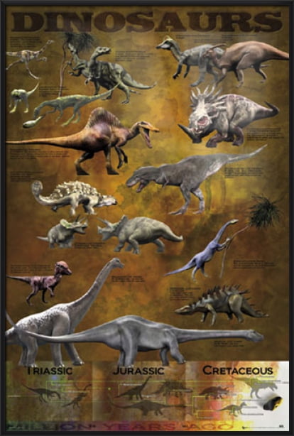Dinosaurs Framed Poster Print Montage Of Different Dinosaurs