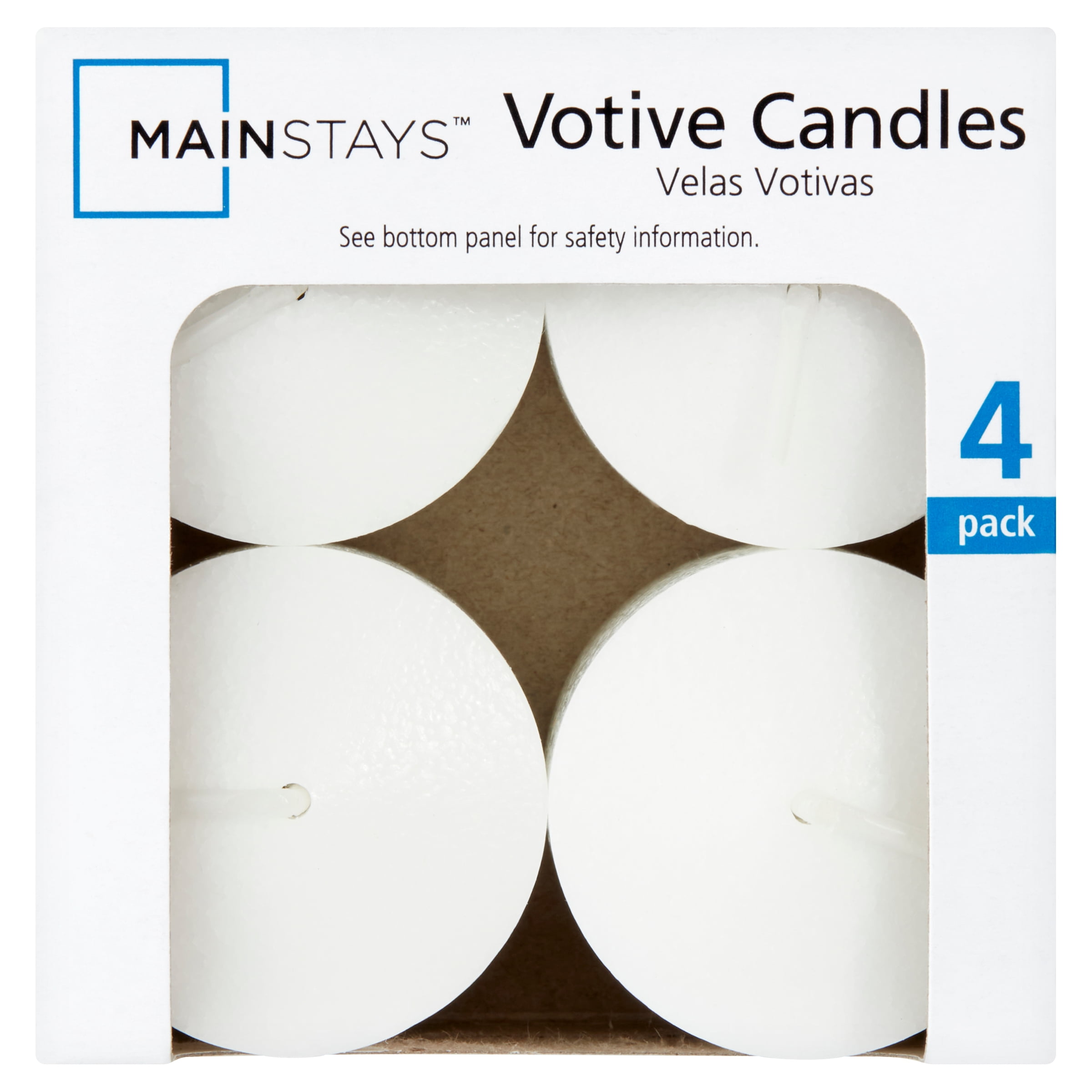 (8 pack) Mainstays Unscented Votive Candles, White, 4 Count