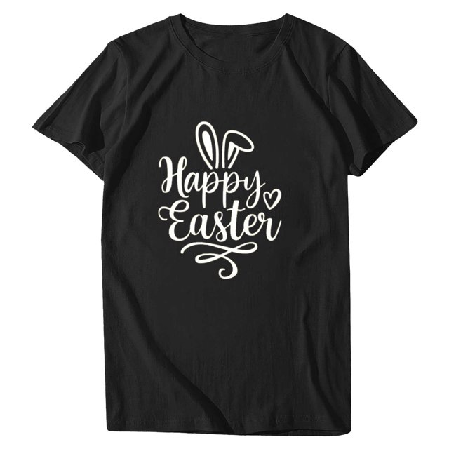 Birdeem T-Shirt Décontracté pour Femmes Imprimé de Pâques Manches Courtes Col Rond Ample Blouse Tops
