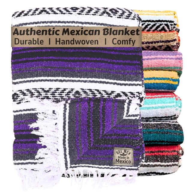 Manta tejida mexicana de Blanket Del Mex, 190 x 127 cm, color morado