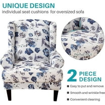 SHANNA Wingback Chair Slipcover, Non-Slip, Floral Pattern, Polyester Slipcover, Multicolor