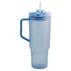 thumbnail image 1 of Termo de Plástico con Tapa Doble y Popote, Vaso Alto Reutilizable con Asa Ergonómica, Capacidad 1.2 Litros, Color Azul, 1 of 7