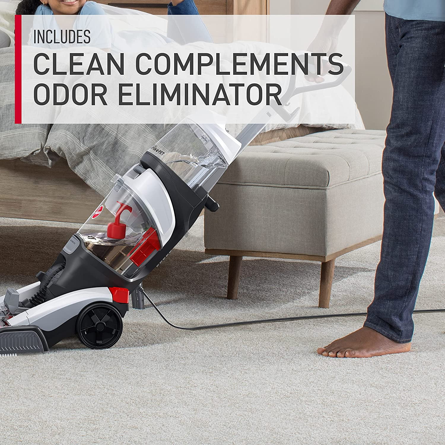 Hoover Dual Spin Pet Plus Carpet Cleaner Machine, for Carpet, Rugs, and Upholstery, Pet Tool Attachment, Trial Size Formula Included, FH54050V