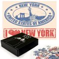 thumbnail image 2 of Ambesonne Vintage Jigsaw Puzzle Durable Cardboard, Love NYC in Red Blue, 1000 pcs, Blue Orange, 2 of 5